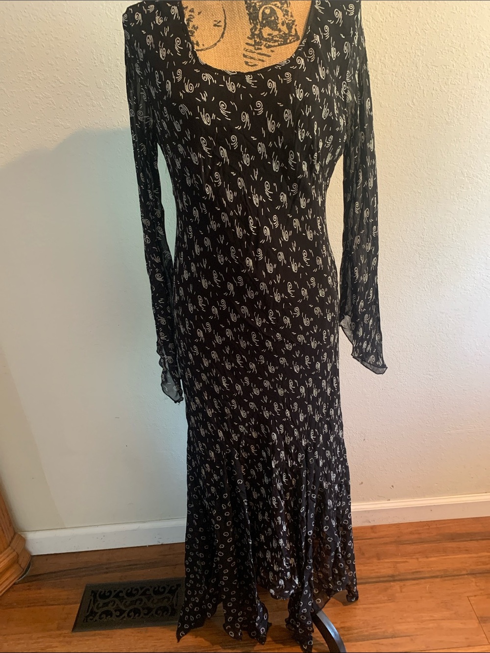 Angie Black Long Sleeve Floral Maxi Dress